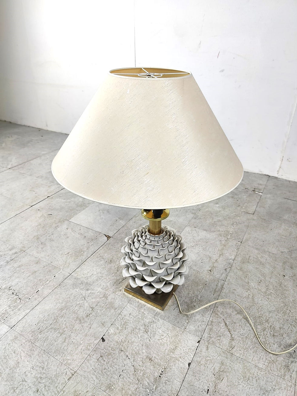 Thumbnail: Vintage italian ceramic artichoque table lamp, 1960s
