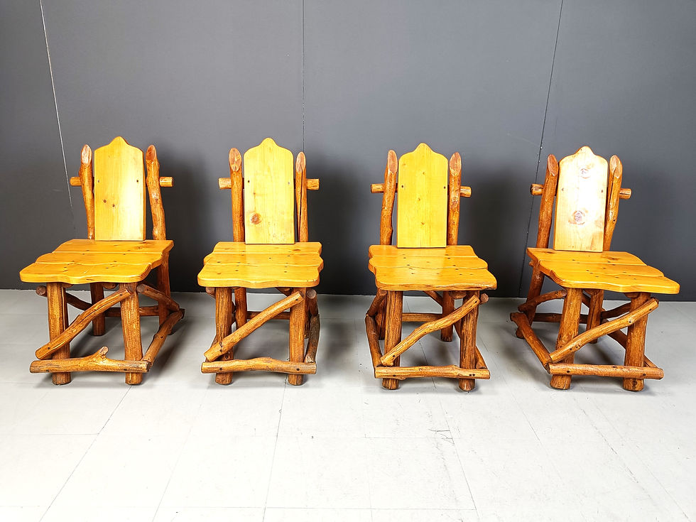 Thumbnail: Vintage brutalist dining chairs, set of 4 - 1960s