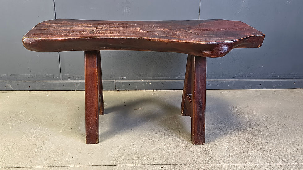 Thumbnail: Solid wood brutalist dining table by Mobichalet, 1960s