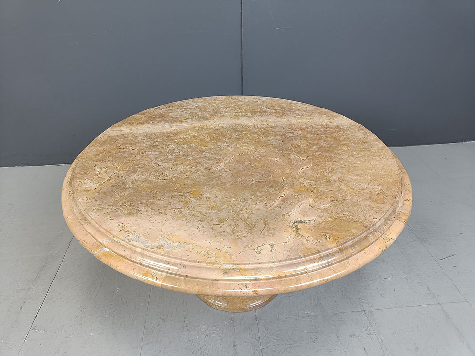 Thumbnail: Vintage round italian marble coffee table, 1960s
