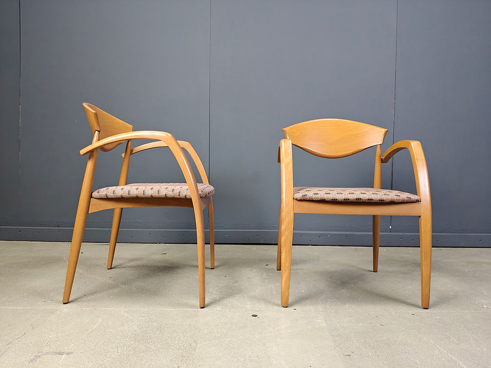 Thumbnail: Vintage spanish wooden  armchairs, 1990s set of 6