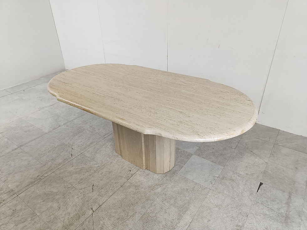 Thumbnail: Vintage oval travertine dining table, 1970s
