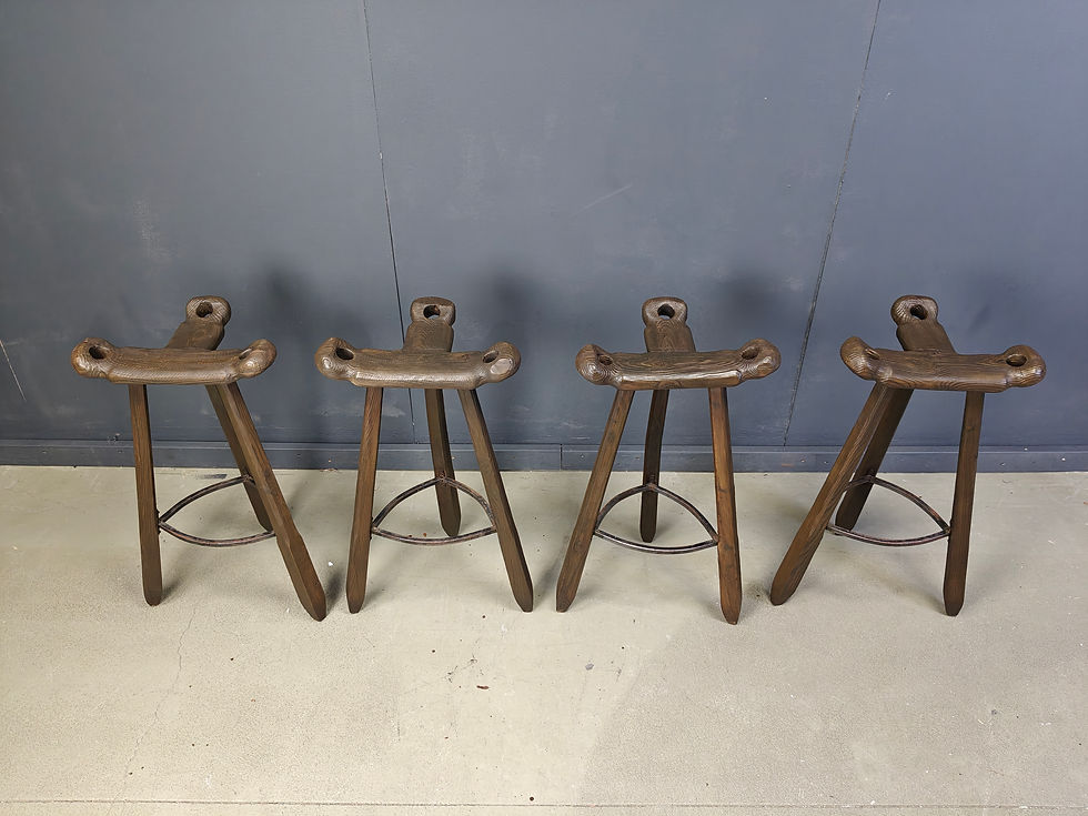 Thumbnail: Mid century brutalist bar stools - set of 4, 1960s