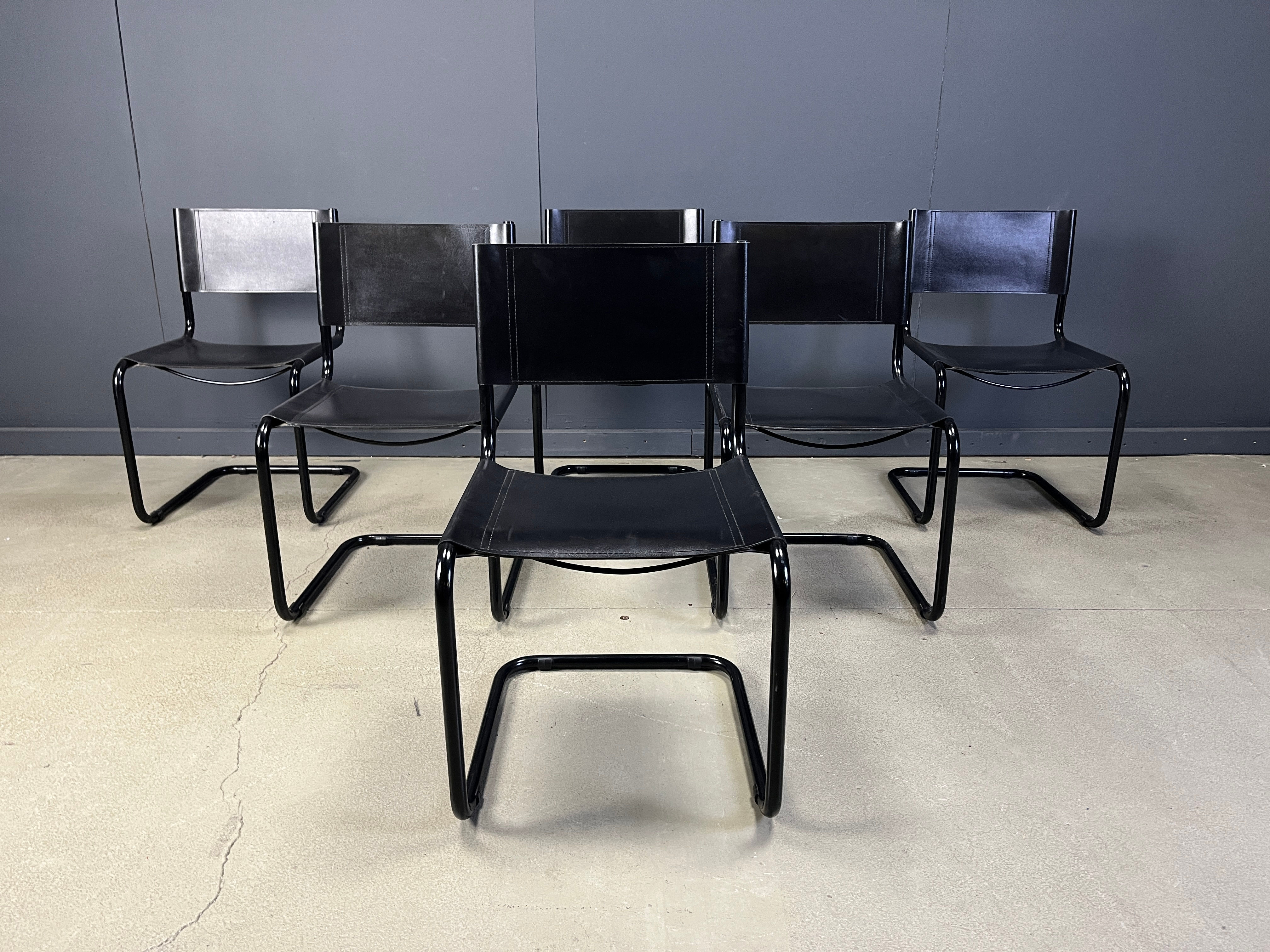 Set of 6 cantilever dining chairs 1980s by Linea veam