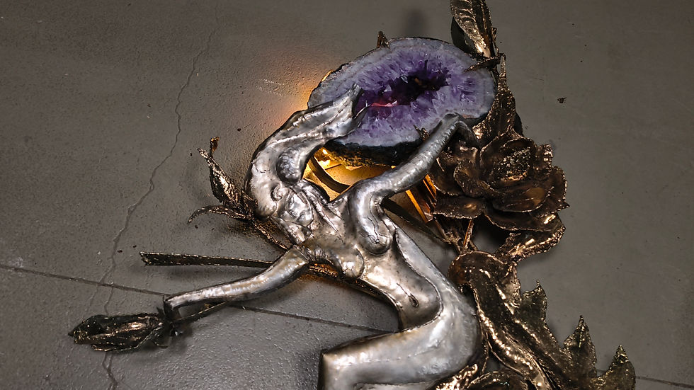 Thumbnail: XL Illuminated amethyst wall sculpture by Marc D'Haenens, 1970s
