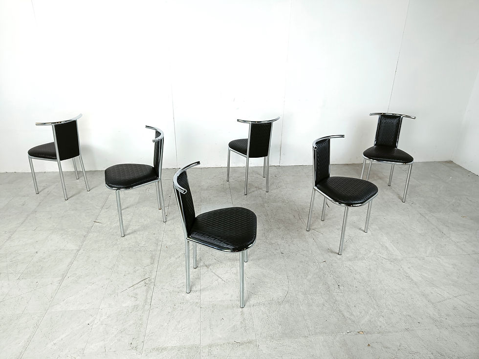 Thumbnail: Vintage chrome postmodern dining chairs, 1980s