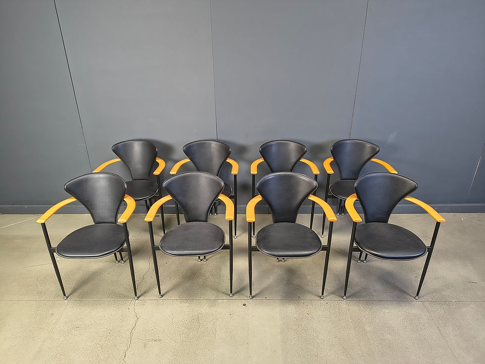 Thumbnail: Vintage leather armchairs by Arrben Italy, 1980s - set of 8