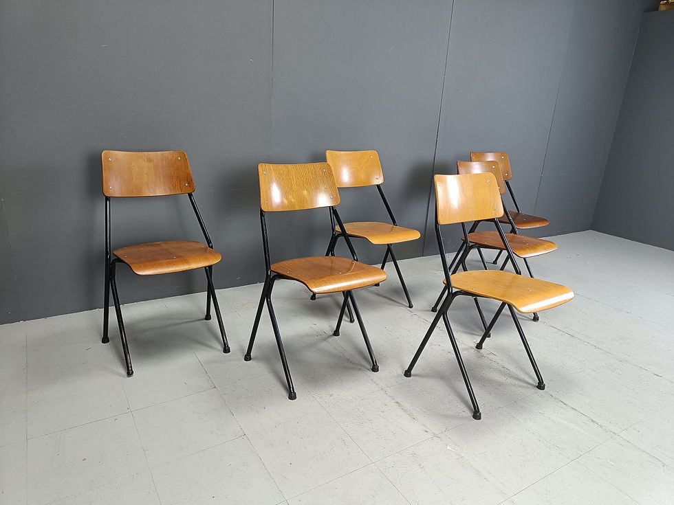 Thumbnail: Post modern plywood dining chairs, 1970s