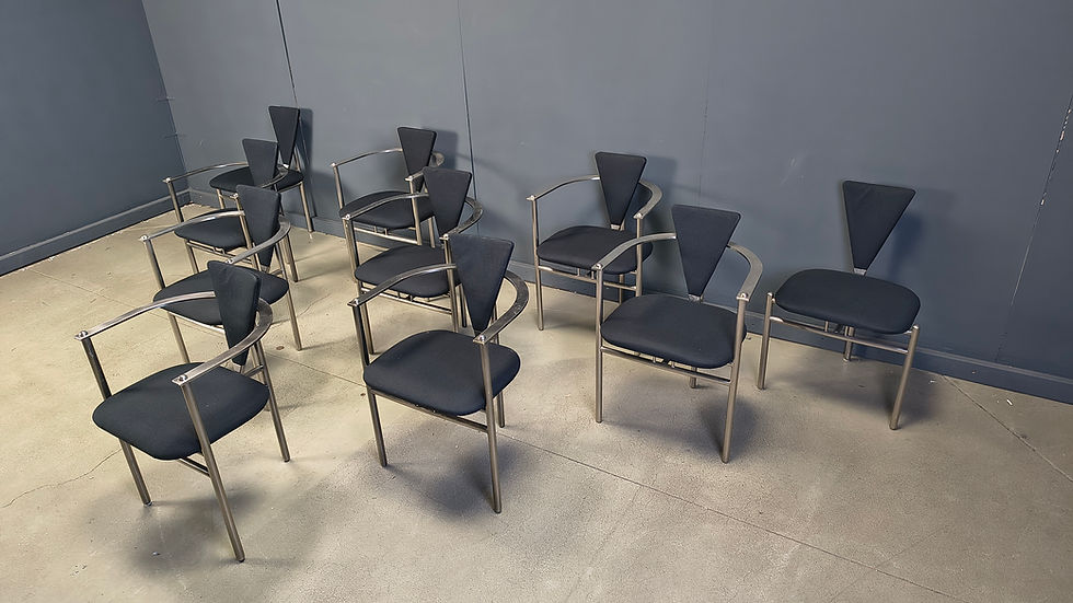 Thumbnail: Post modern dining chairs by Belgo chrom, set of 10 - 1980s