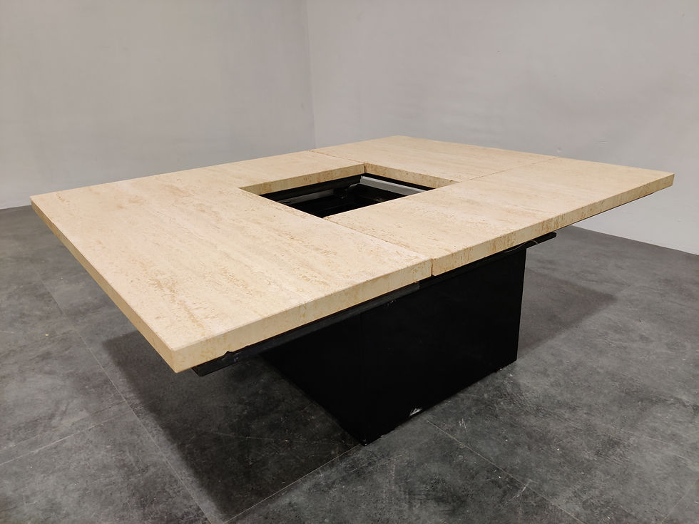 Thumbnail: Vintage travertine hidden bar coffee table, 1970s