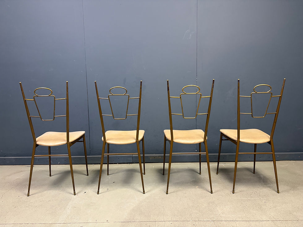 Thumbnail: Mid century italian brass dining chairs, 1950s