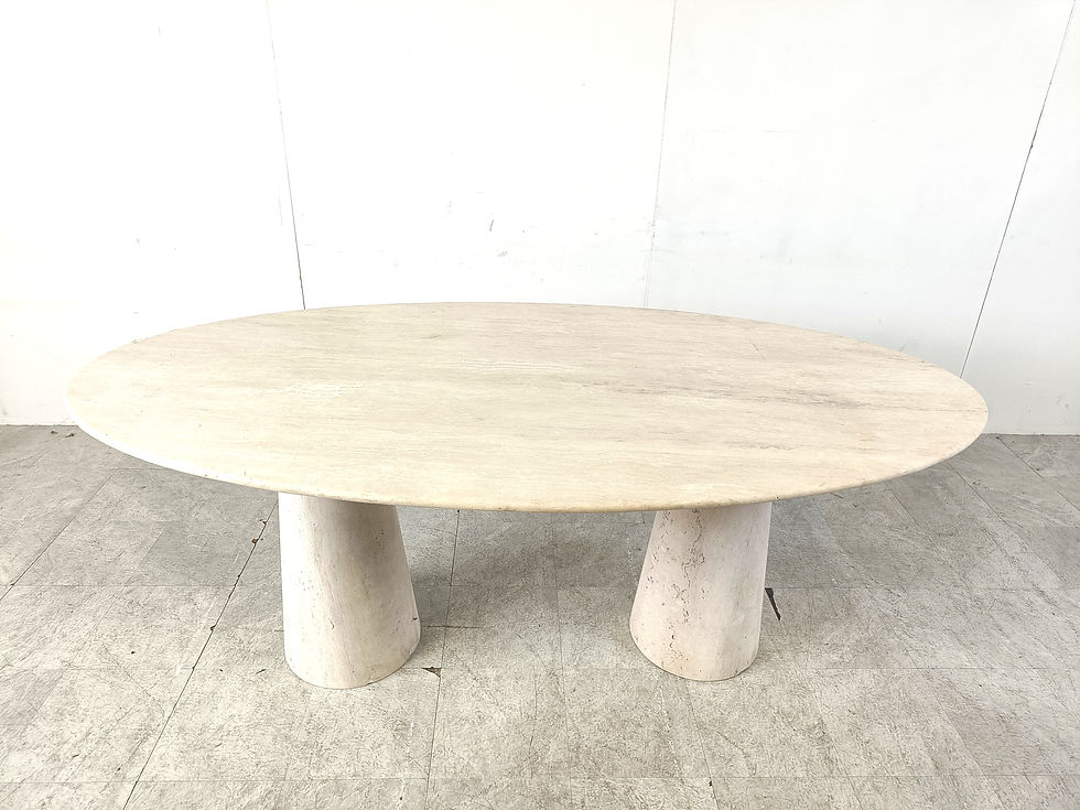 Thumbnail: Vintage oval travertine dining table, 1970s