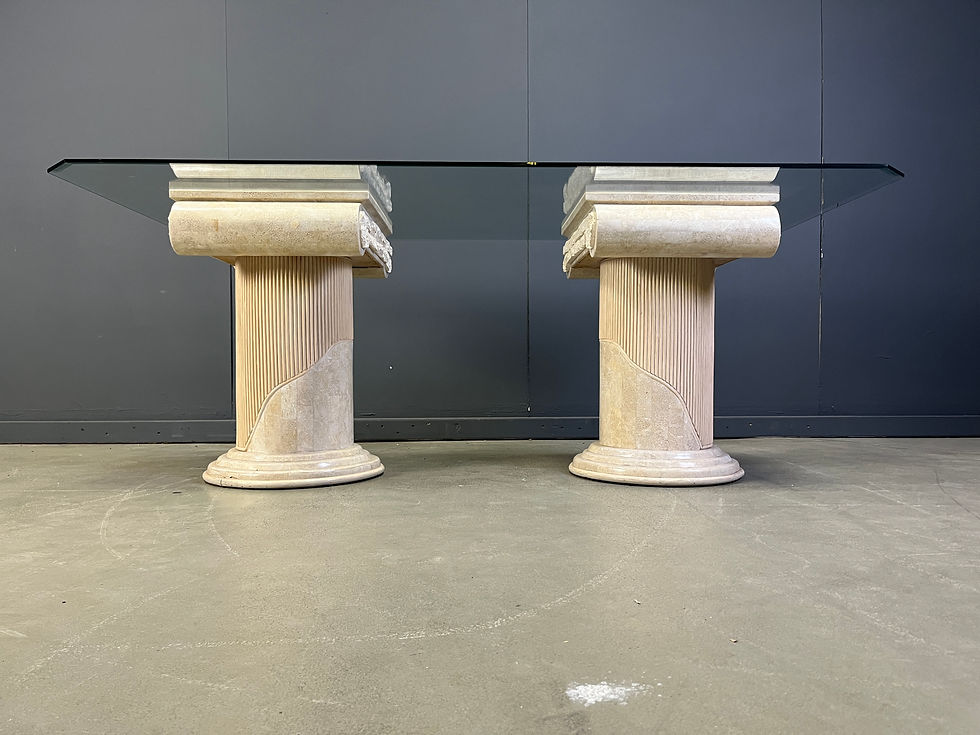 Thumbnail: Vintage tesselated stone pedestal dining table by Maithland smith, 1970s