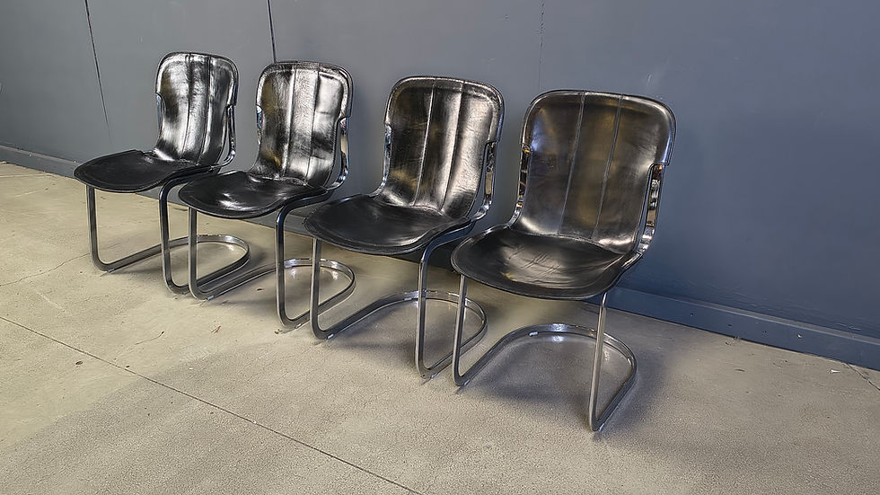 Thumbnail: Vintage dining chairs by Willy Rizzo for cidue set of 4, 1970s