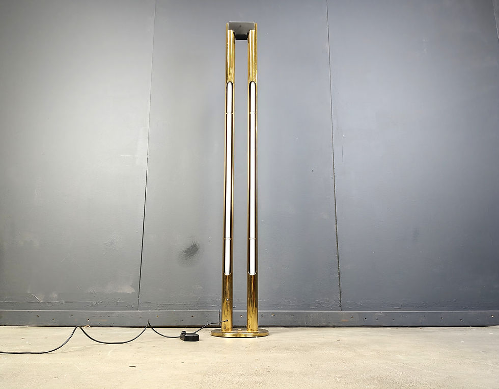 Thumbnail: Vintage brass tube light floor lamp, 1980s