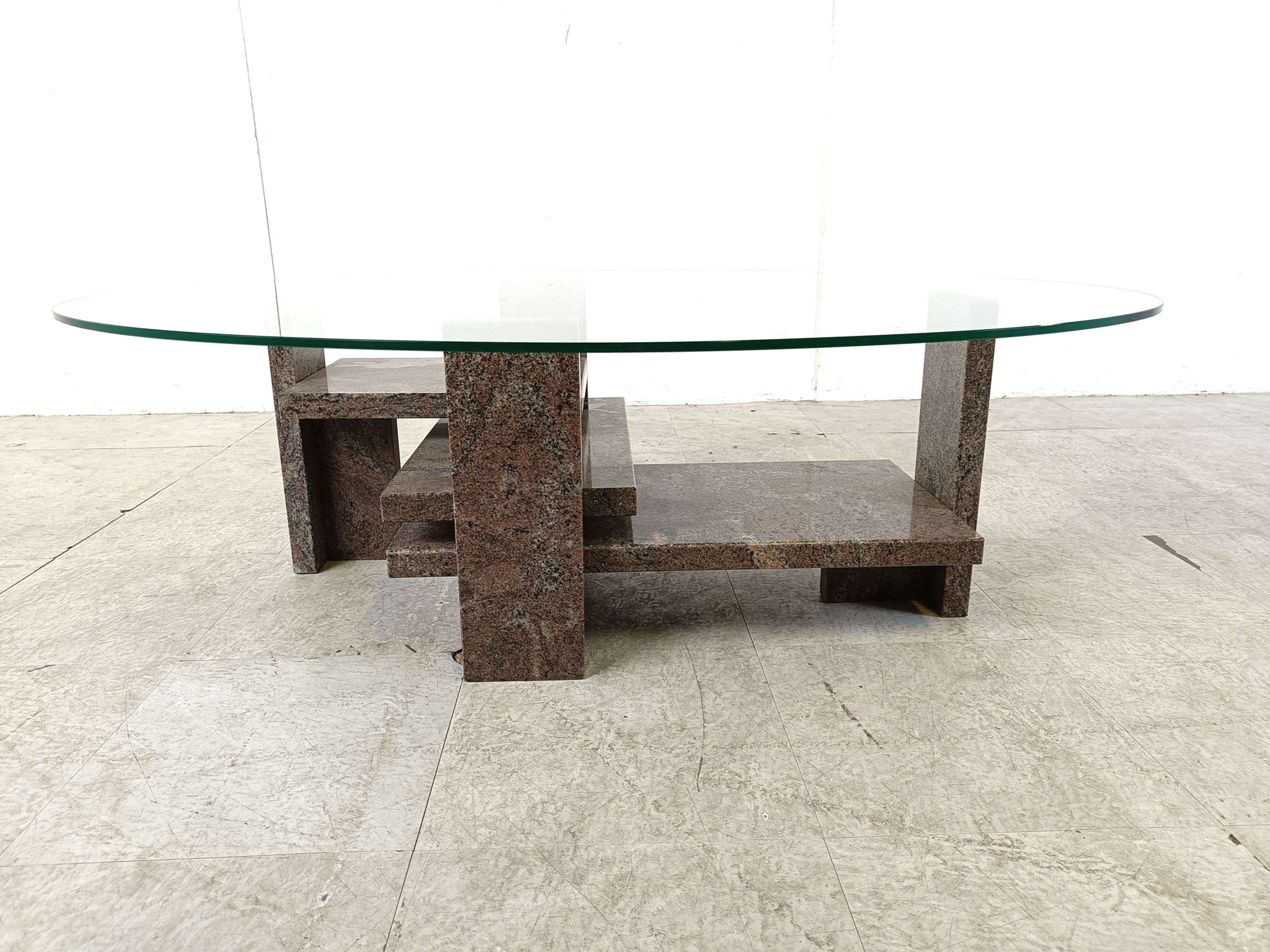 Granite coffee table by Willy Ballez, 1970s