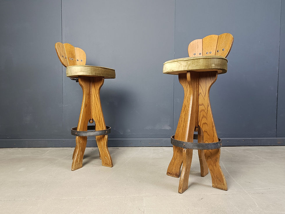Thumbnail: Set of 4 vintage brutalist bar stools, 1960s