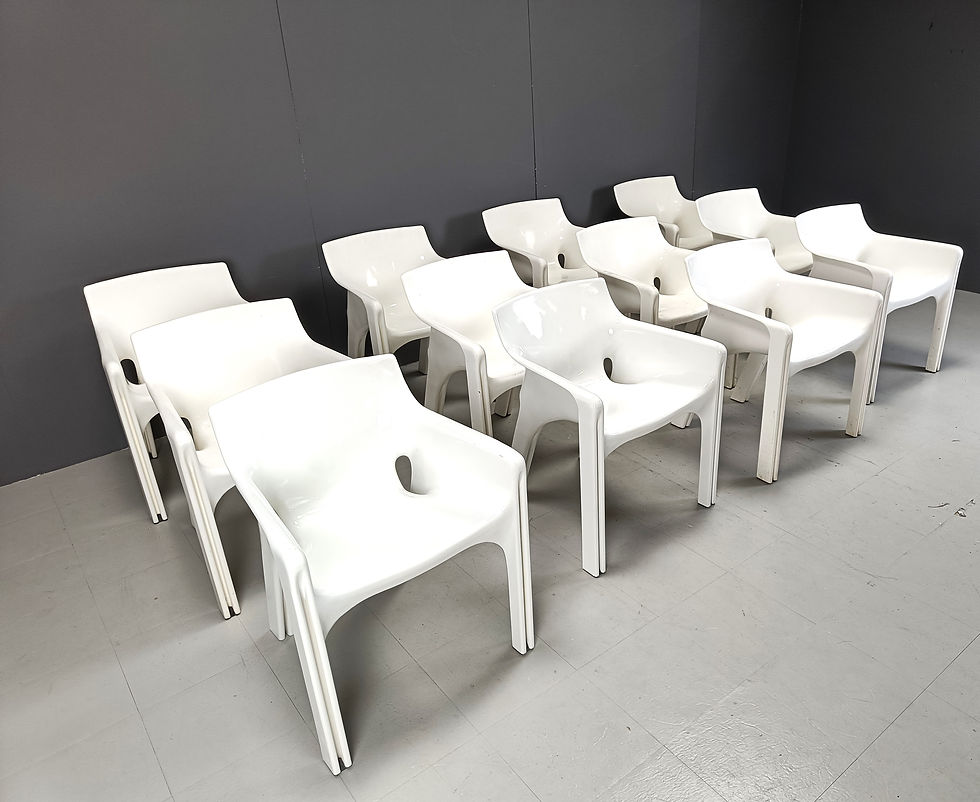 Thumbnail: Set of 12 Gaudi dining chairs by Vico Magistretti for Artemide, 1970s