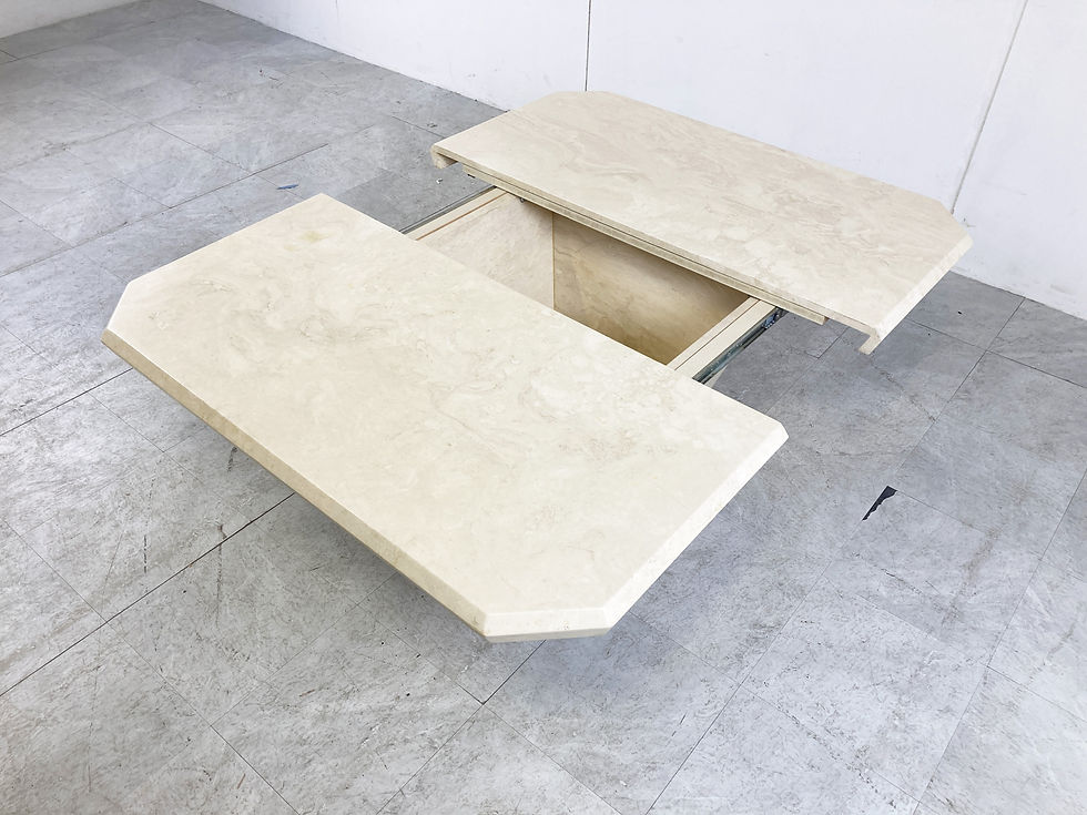 Thumbnail: Vintage travertine hidden bar coffee table, 1970s