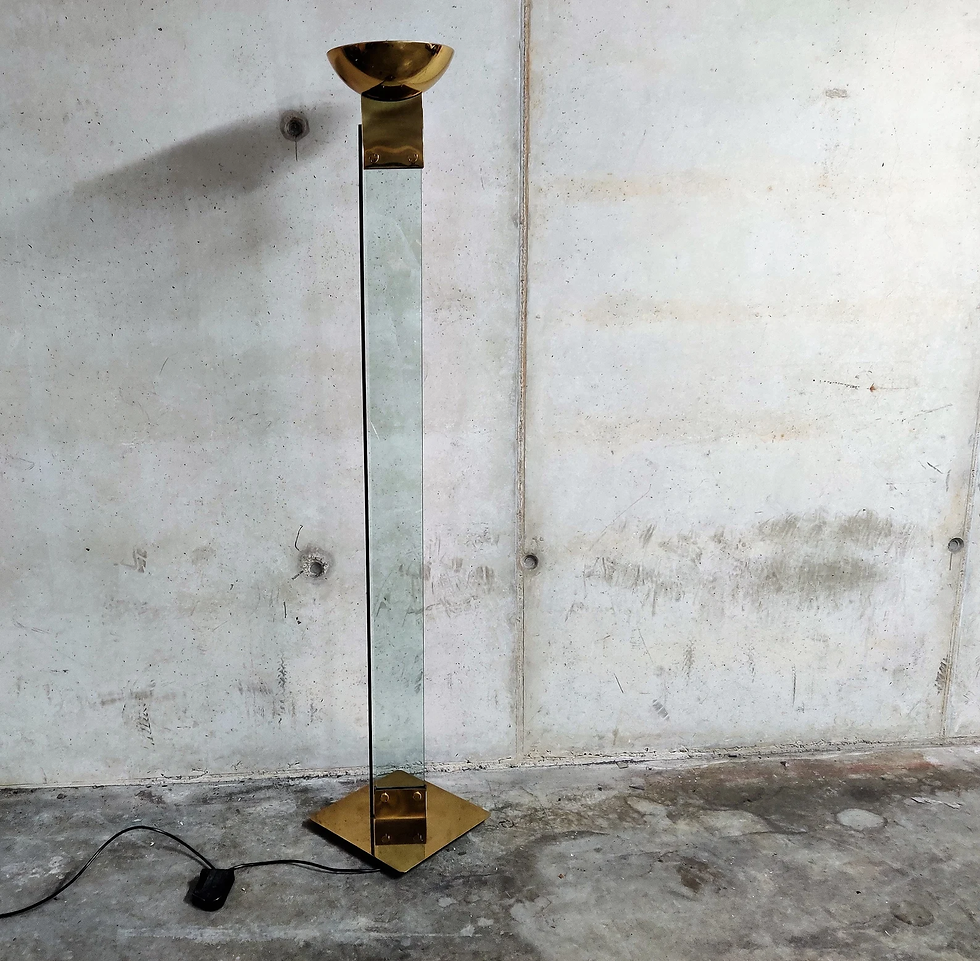 Thumbnail: Vintage Brass and glass floor Lamp by Max Baguara for Lamperti, 1970s