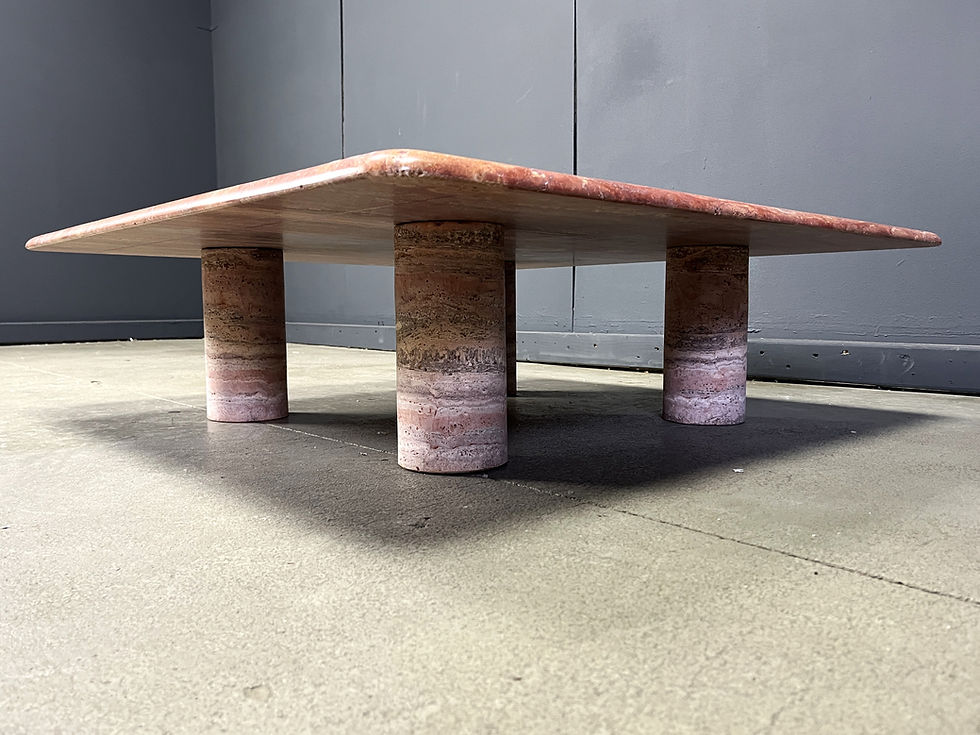 Thumbnail: Angelo Mangiarotti red travertine Coffee Table for Up&Up, Italy