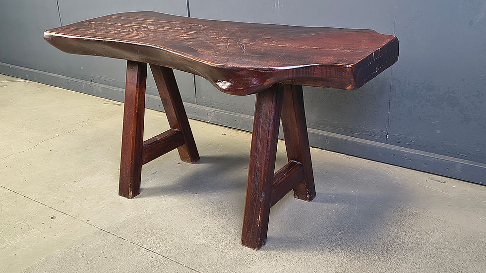 Thumbnail: Solid wood brutalist dining table by Mobichalet, 1960s