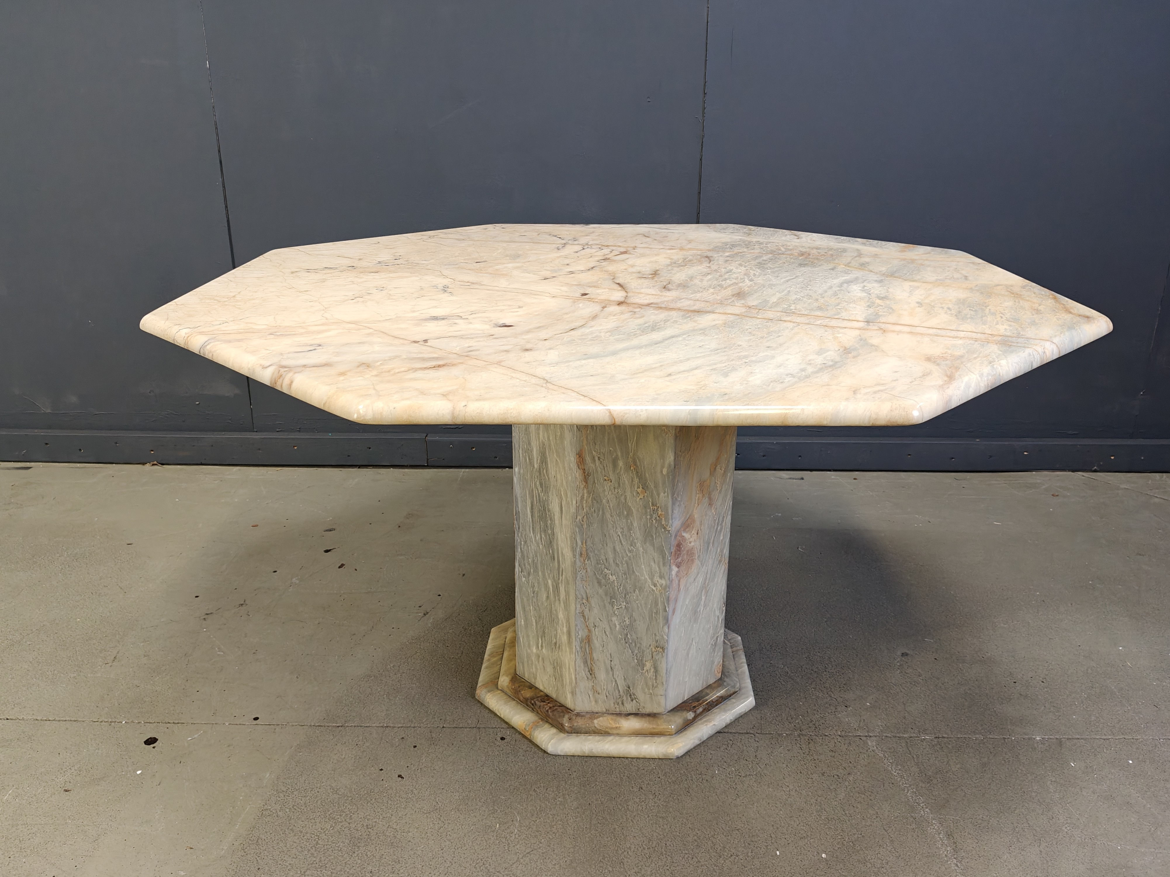 Vintage octogonal marble dining table, Italy, 1970s