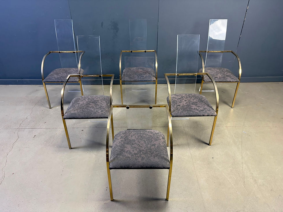 Thumbnail: Plexiglass and brass dining chairs by belgochrom, set of 6 - 1970s