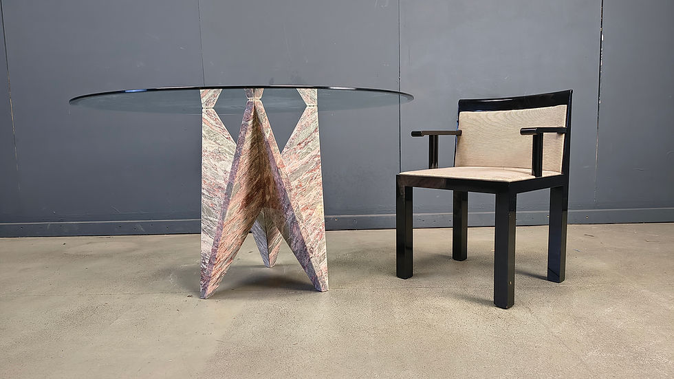 Thumbnail: Architectural marble and glass dining table, 1970s