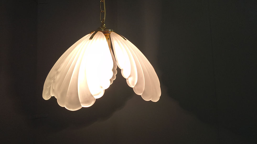Thumbnail: Vintage italian glass and brass chandelier, 1970s
