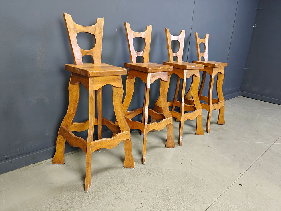 Thumbnail: Vintage brutalist bar stools, set of 4 - 1960s