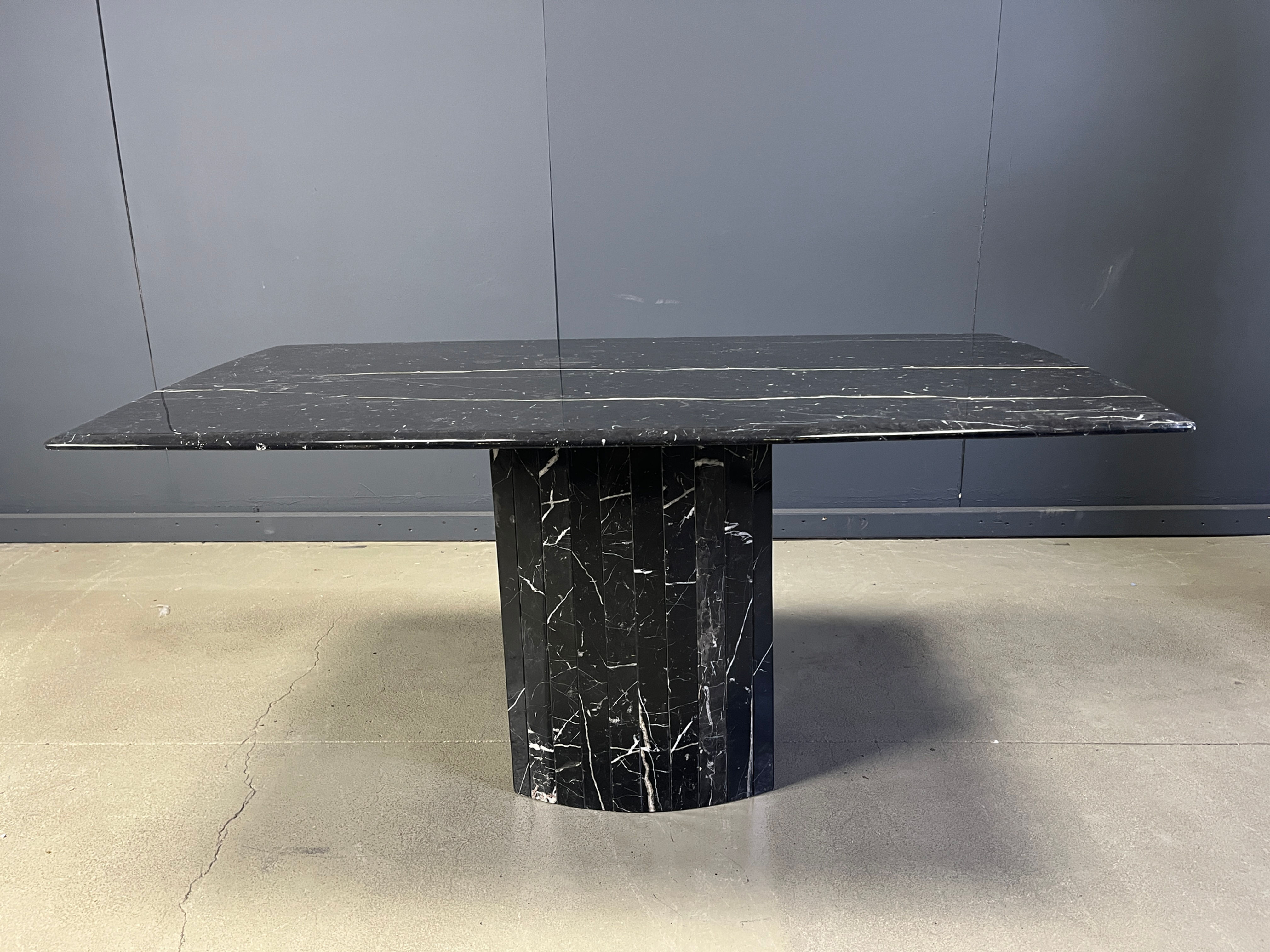 Vintage black marble dining table, 1970s