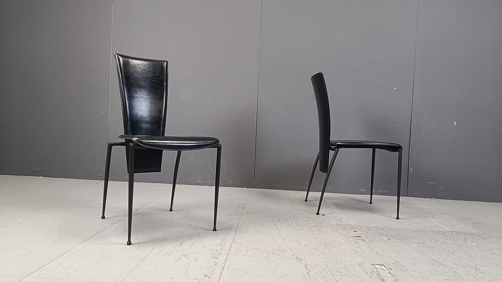 Thumbnail: Set of 4 Post modern dining chairs by Arper Italy, 1980s