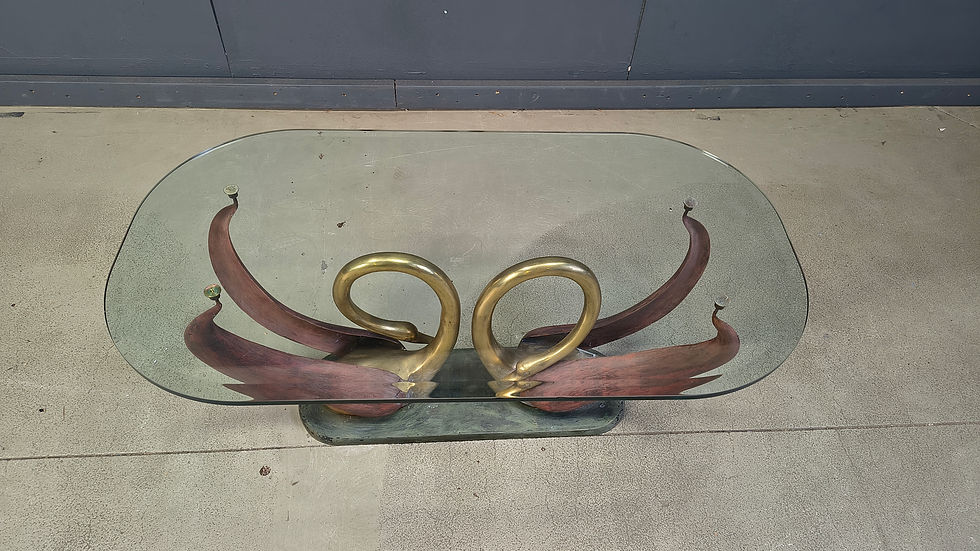 Thumbnail: Vintage brass swan coffee table, 1980s