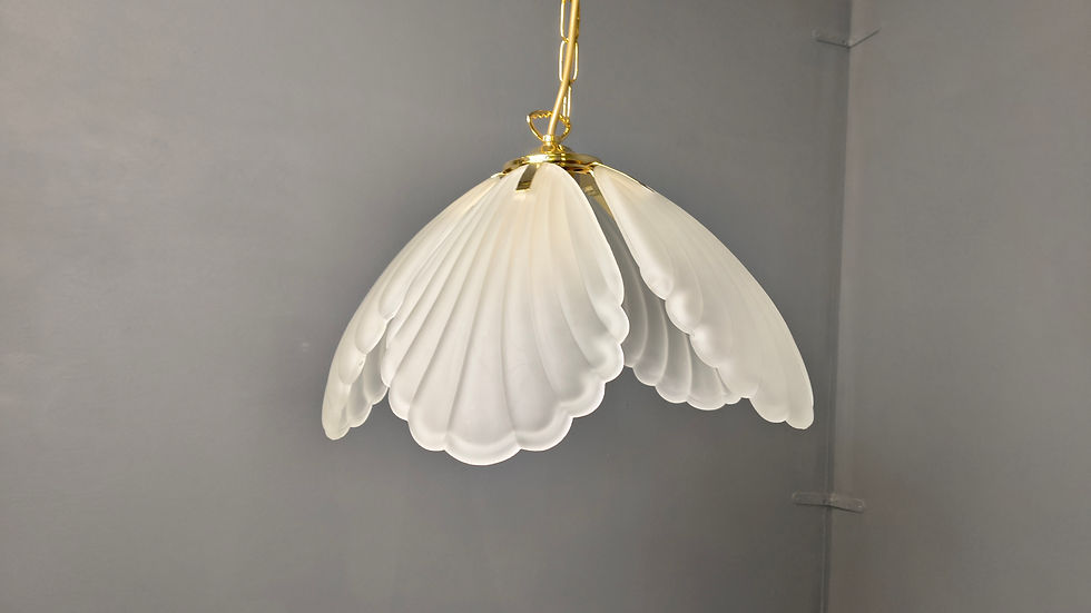 Thumbnail: Vintage italian glass and brass chandelier, 1970s