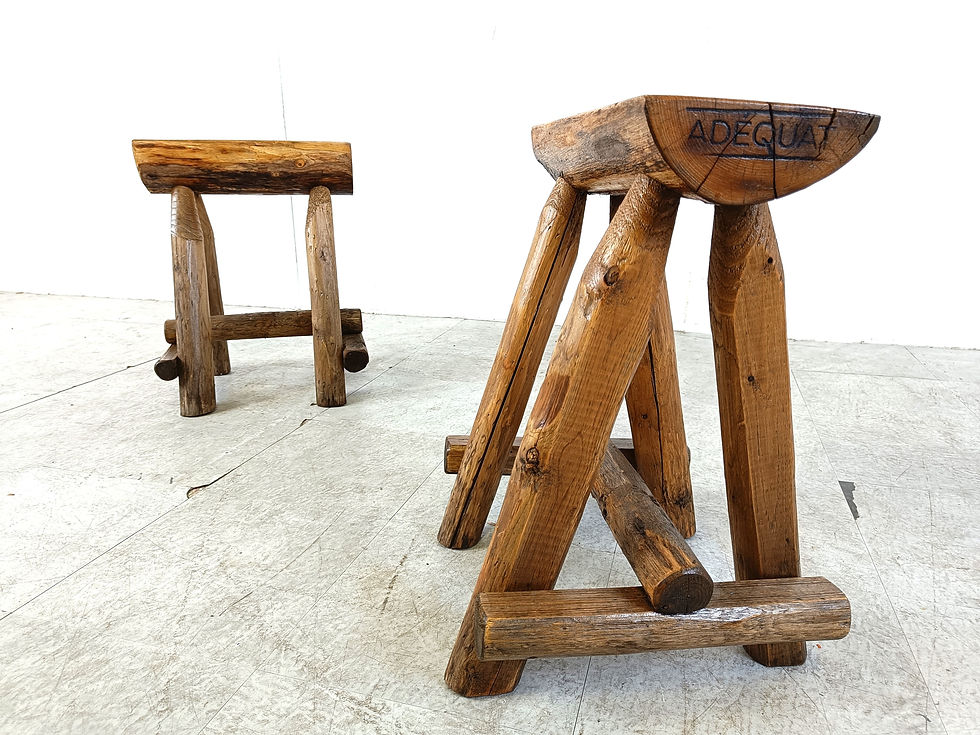 Thumbnail: Vintage oak stools, 1970s