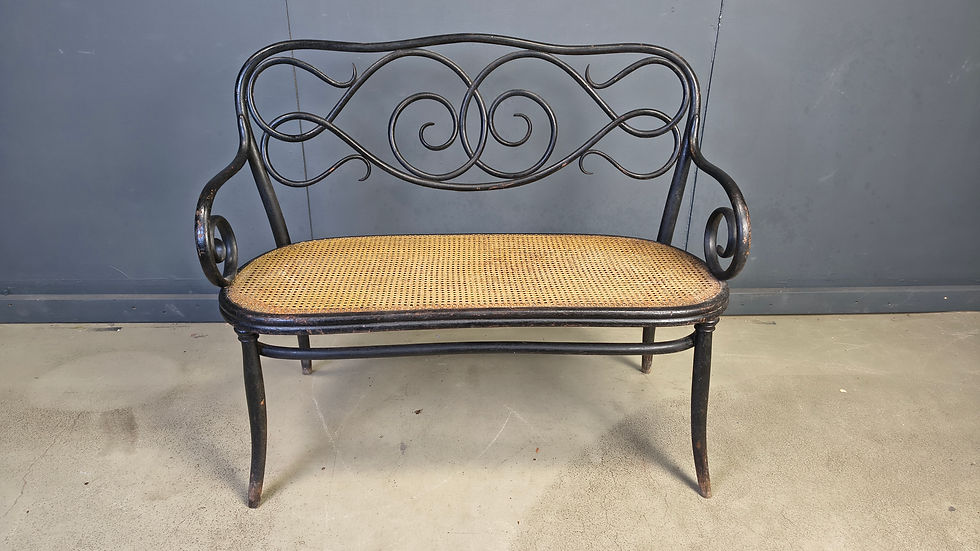 Thumbnail: Art Nouveau Settee No. 2 in bent wood and cane by Thonet Brothers, Austria 1900s