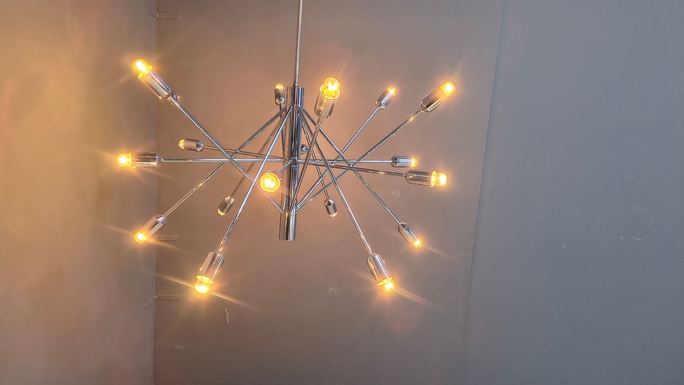 Thumbnail: Vintage chrome sputnik style chandelier, 1970s