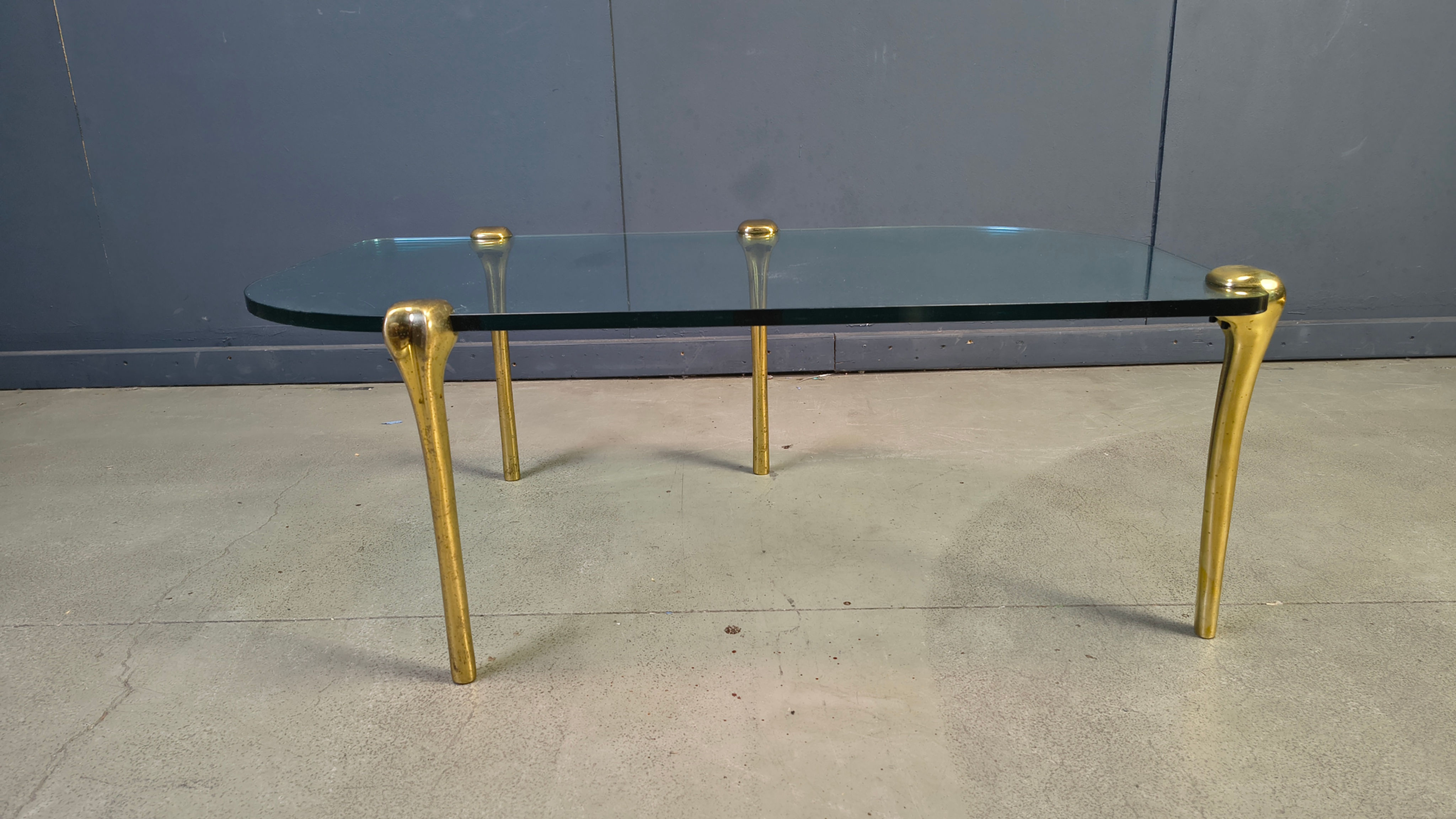 Brass and glass coffee table, 1970s