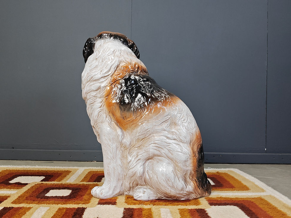 Thumbnail: Life sized Vintage glazed terracotta St bernard dog sculpture, 1960s