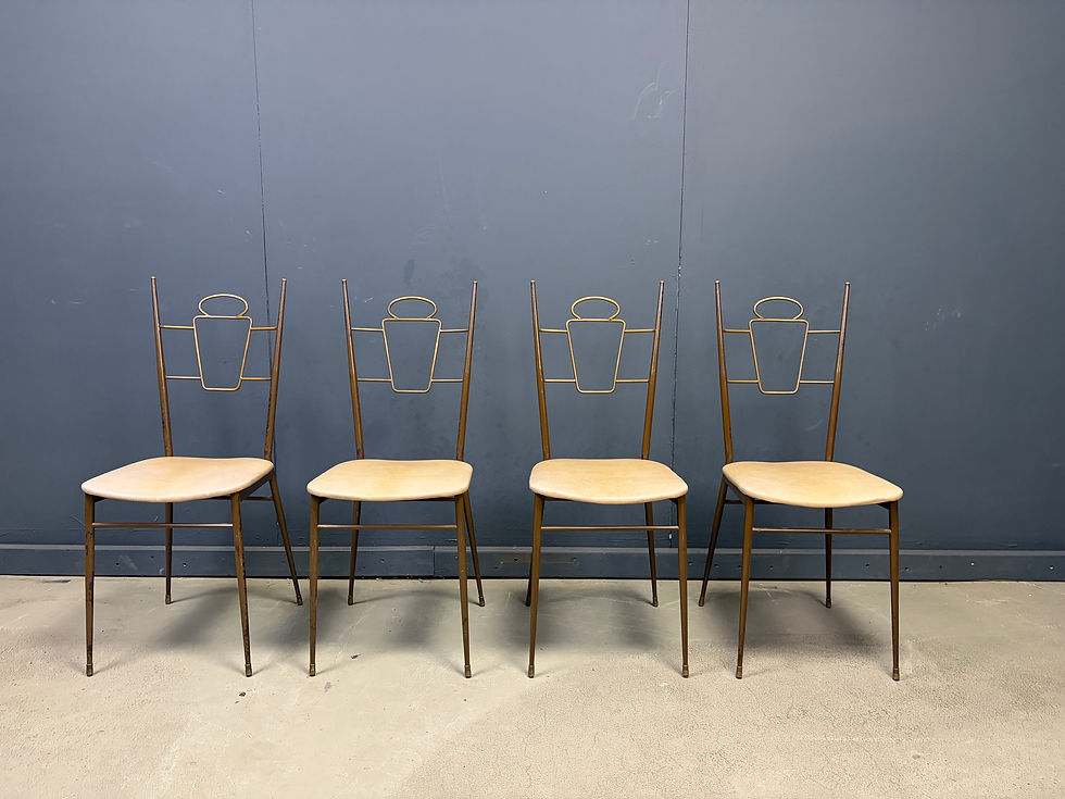 Thumbnail: Mid century italian brass dining chairs, 1950s