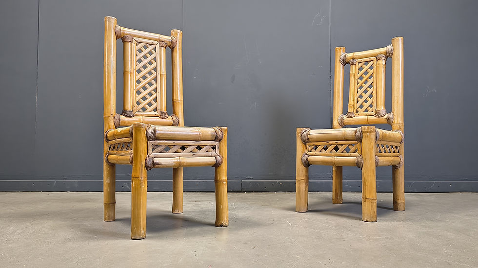 Thumbnail: Boho Chic Chunky Bamboo Dining Chairs - Set of 5