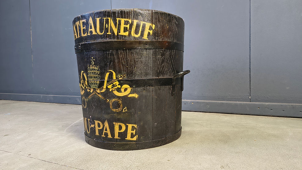 Thumbnail: Chateauneuf du pape wooden grape hod bucket, 1950s