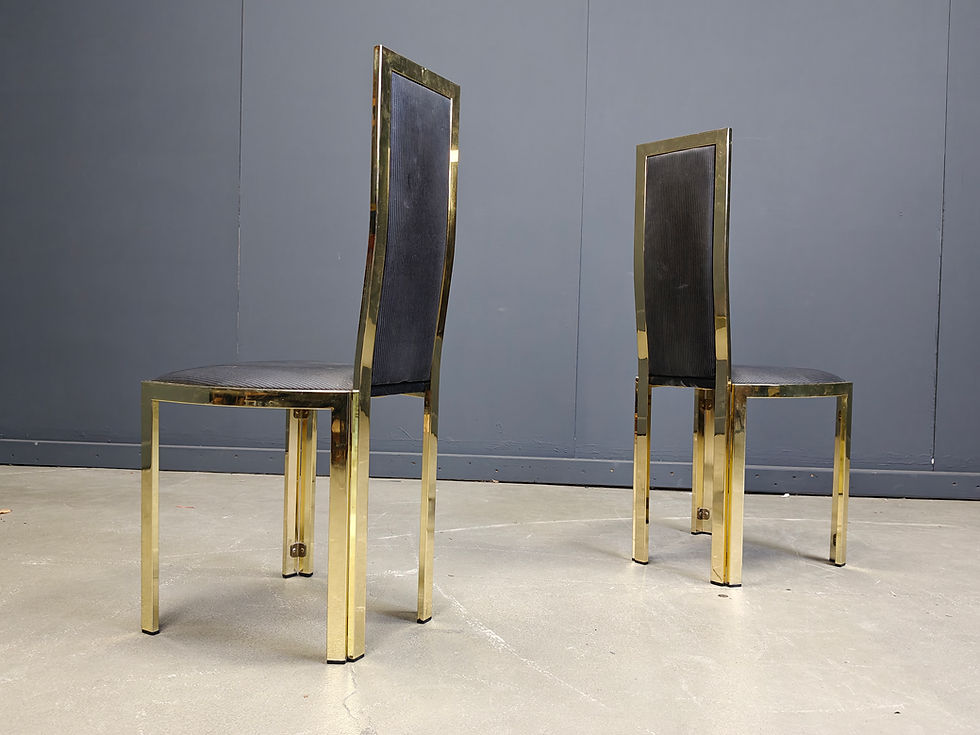 Thumbnail: Vintage French brass dining chairs, set of 6 - 1970s