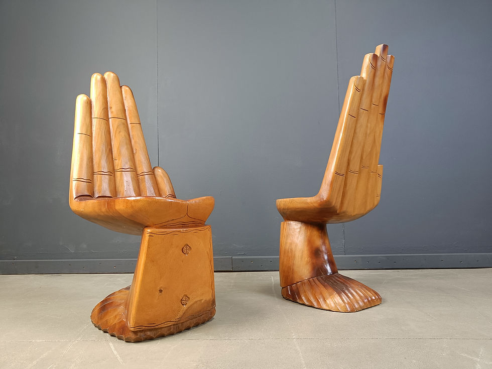 Pair of hand shaped teakchairs, 1970s