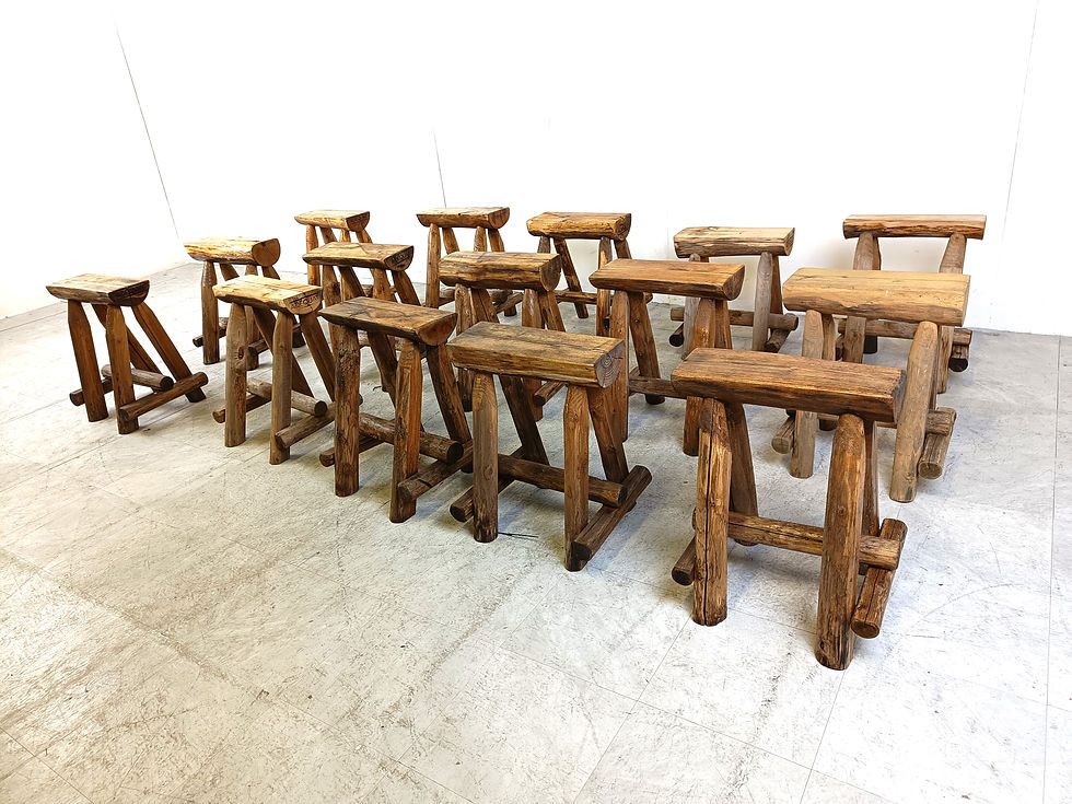 Thumbnail: Vintage oak stools, 1970s