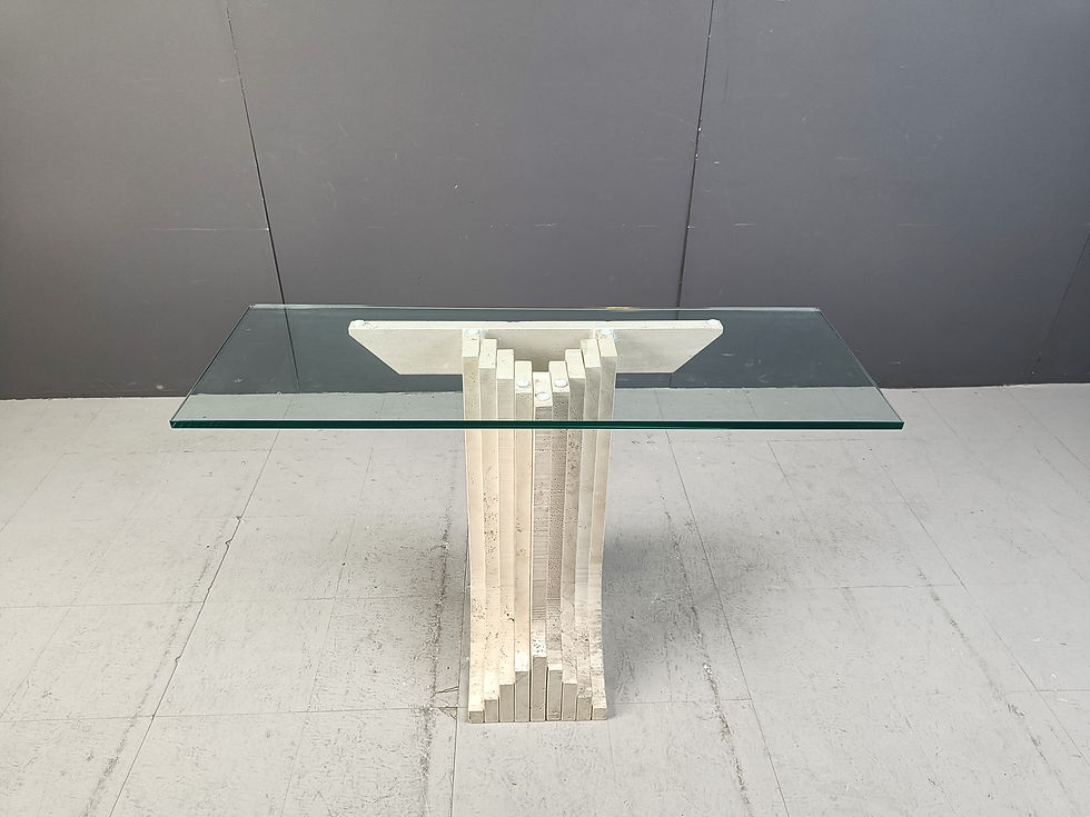 Thumbnail: Vintage travertine console table in the manner of Carlo Scarpa , 1970s