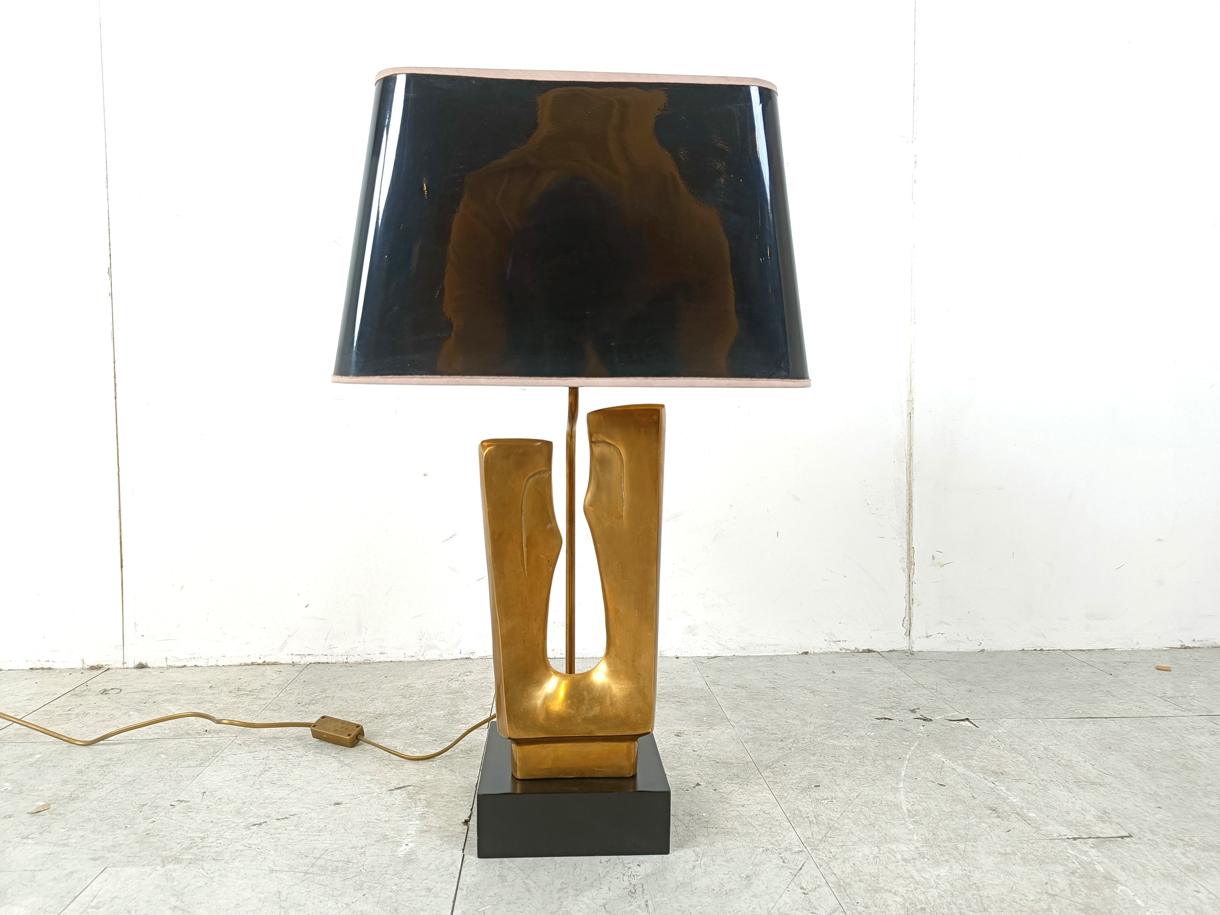 Mid century brass leaf table lamp, 1970s