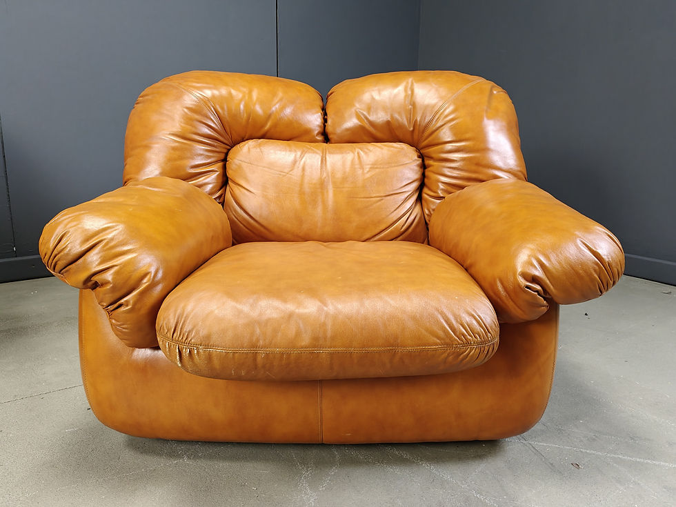 Thumbnail: Mid century Italian leather sofa set by Ercole Biella for Grappeggia, 1970s