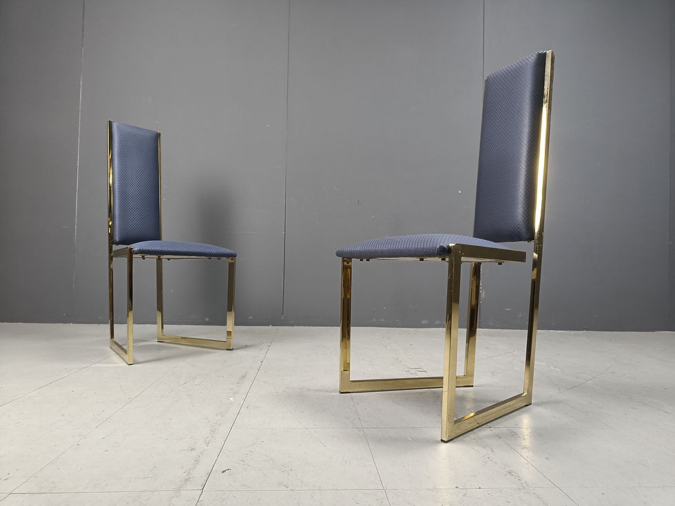 Thumbnail: Vintage brass dining chairs set of 6 - 1970s